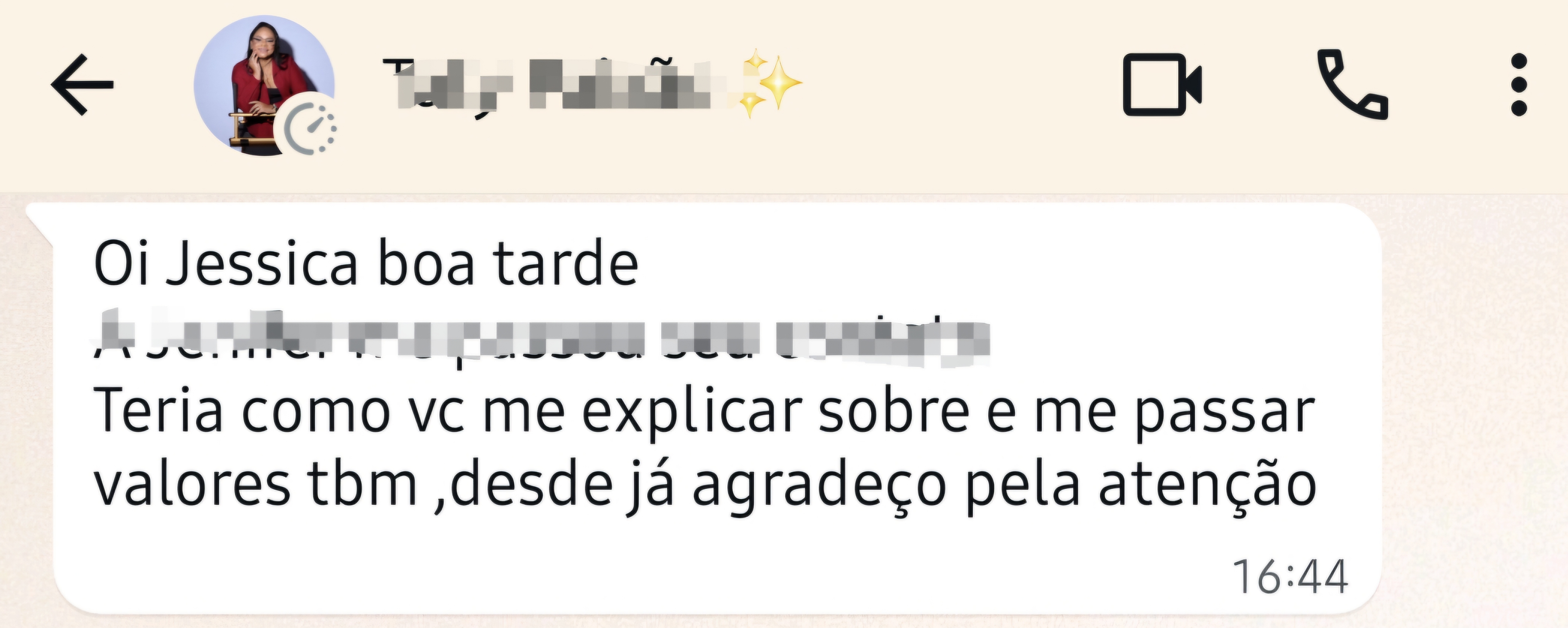 Mensagem recebida no WhatsApp