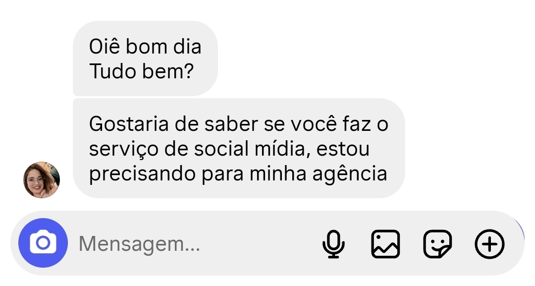 Mensagem recebida no Instagram